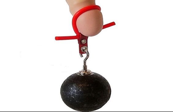 Hang weights on the penis to increase its length